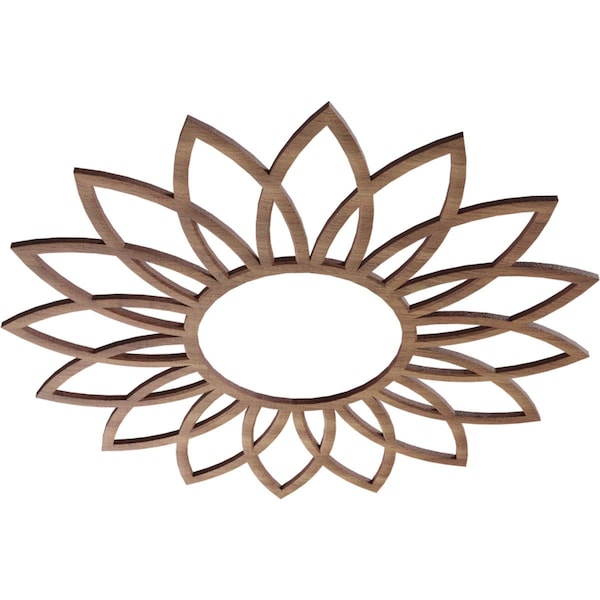 Daisy Wood Fretwork Pierced Ceiling Medallion, Walnut, 18OD X 6 1/4ID X 1/4T